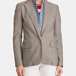 New with Tags RALPH LAUREN Womens Red Pocketed Houndstooth Blazer Jacket Size:6